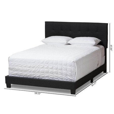 Baxton Studio Brookfield Modern Charcoal Grey Queen Size Bed 134-7399